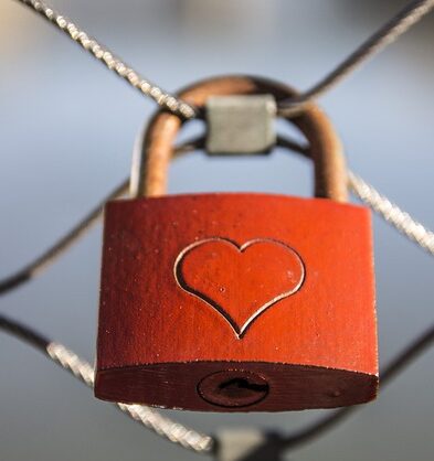 Heart lock on chain.