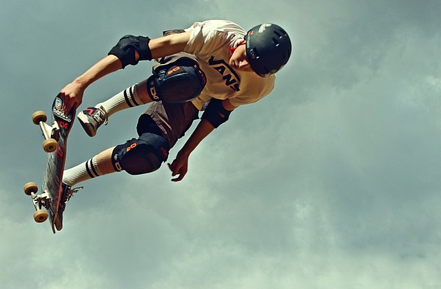 A skateboarder executing a trick.